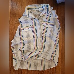 Vintage Stripe Button Down sleeveless top